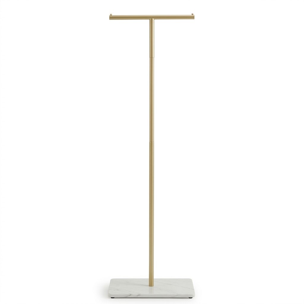 OBRYX Minimalist Gold T-Bar Garment Rack with Marble Base - Image 3